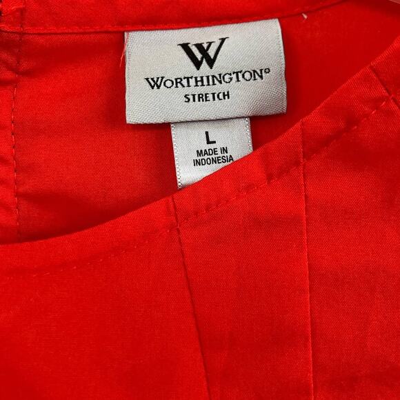 Worthington Women's Tomato Red Stretch Sleeveless Top Cotton Blend | Size L - Picture 3 of 6